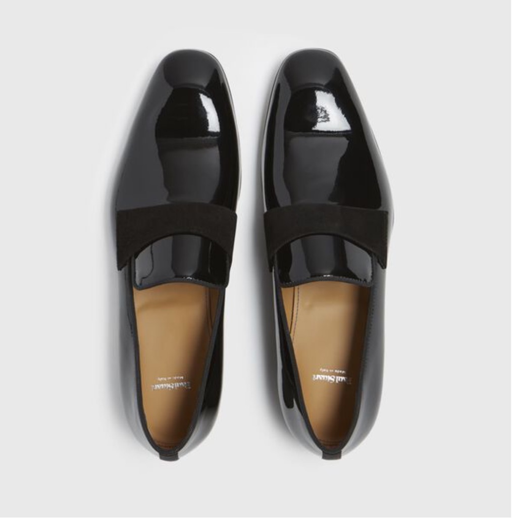 Paul Stuart Glossy Black Tuxedo Loafers Brand New